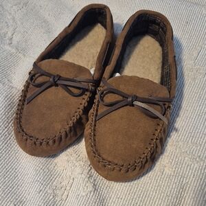 Brown Suede Moccasin Slippers